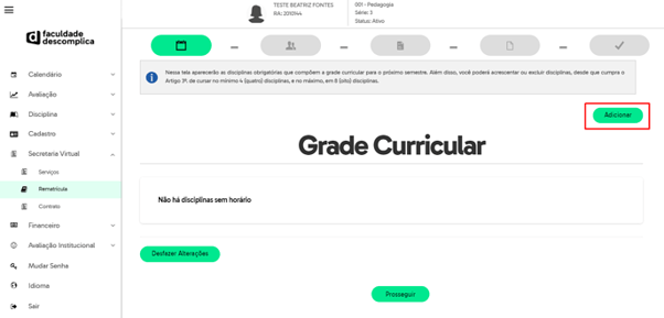 Ajuste de Grade - Inserção